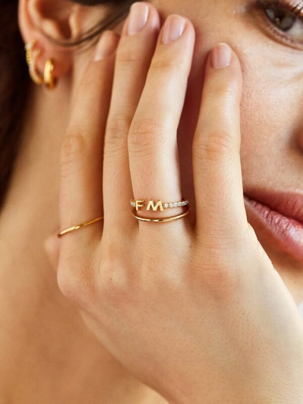 18K Gold Custom Initial Ring - Gold