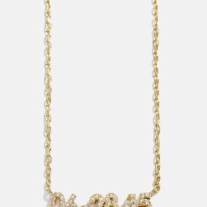 18K Gold Pavé Custom Number Necklace - 18K Gold. Pavé Cubic Zirconia Stones