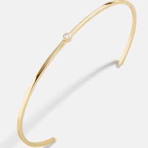 Yasmine 18K Gold Cuff Bracelet - Stone Center