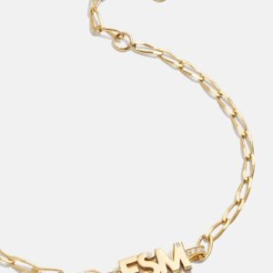 Mini 18K Gold Custom Initial Bracelet - Gold/Pavé