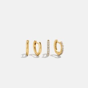 Nicole 18K Gold Earring Set - Gold/Pavé