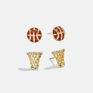 Three-Pointer Earring Set - Basketball