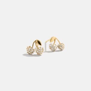 18K Gold Just For Fun Earrings - Pavé Cherry