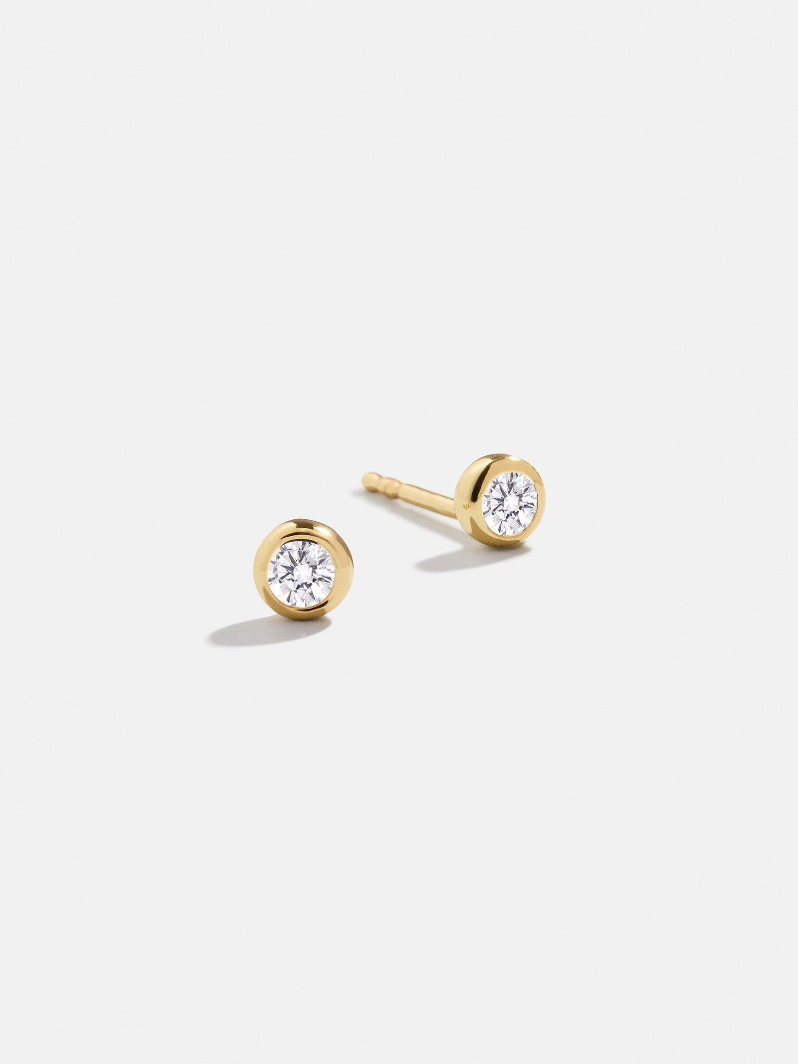 18K Gold Birthstone Stud Earrings - Crystal