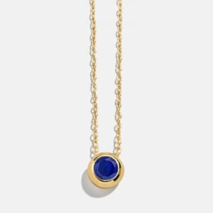 18K Gold Birthstone Pendant Necklace - Sapphire