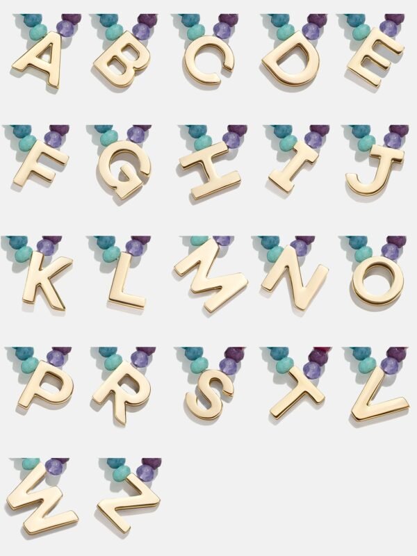 Semi-Precious Block Initial Necklace - Multi