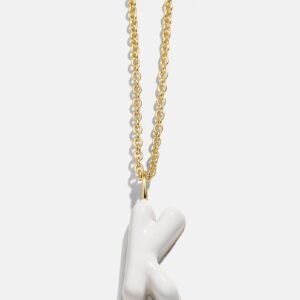 Mini Bubble Initial Enamel Necklace - White