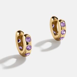 Sydney 18K Gold Plated Sterling Silver Birthstone Earrings - Light Amethyst