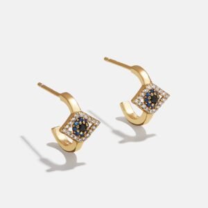 18K Gold Evil Eye Delicate Hoop Earrings - Evil Eye