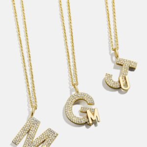 Pavé Double Initial Custom Necklace - Gold/Pavé