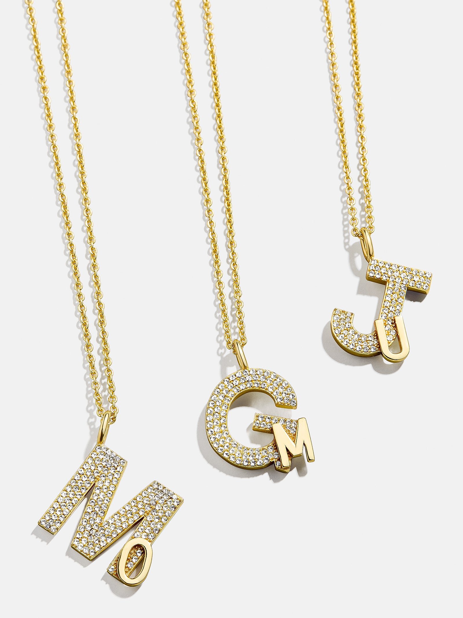 Pavé Double Initial Custom Necklace - Gold/Pavé