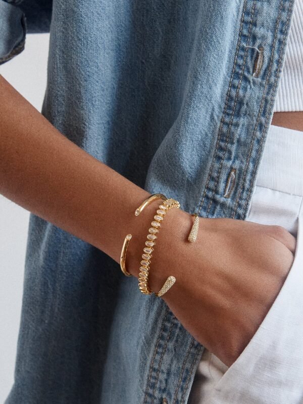 Kelly Gold Cuff Bracelet - Gold/Pavé