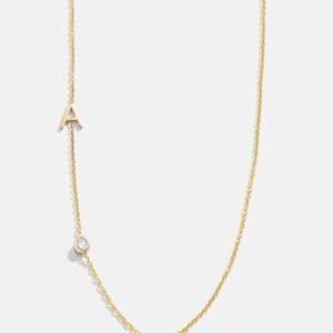 Maya Brenner Monogram Necklace with Diamond - Gold