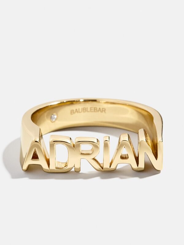 18K Gold Fineline Custom Nameplate Ring - Gold