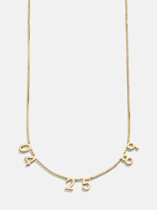 18K Gold Spaced Number Custom Necklace - S