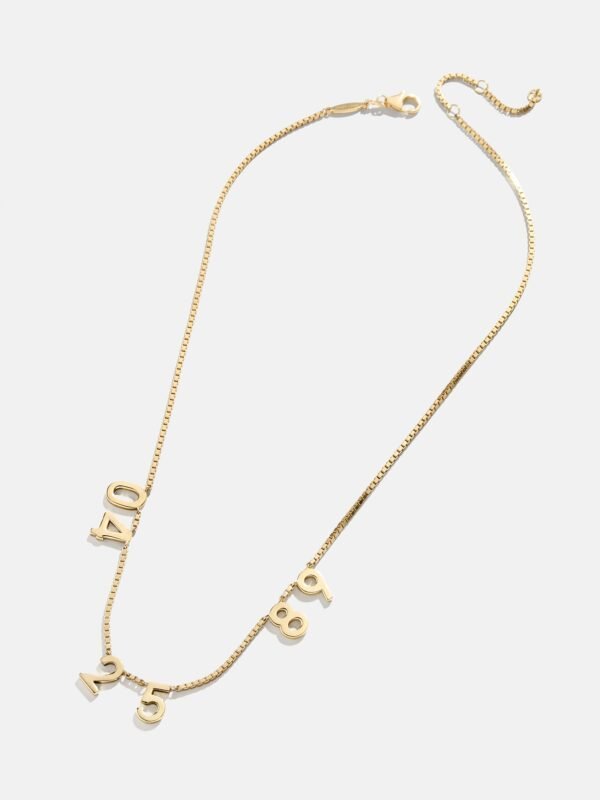 18K Gold Spaced Number Custom Necklace - S