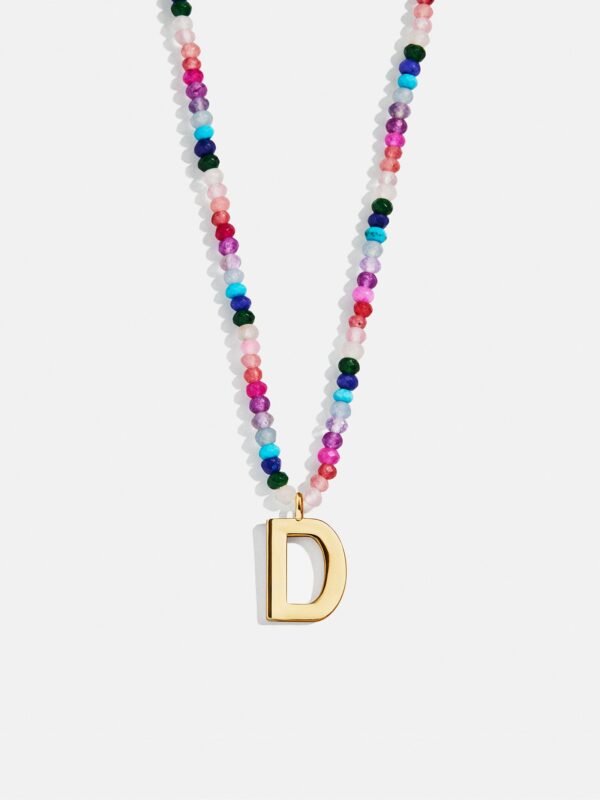 Semi-Precious Block Initial Necklace - Dark Multi