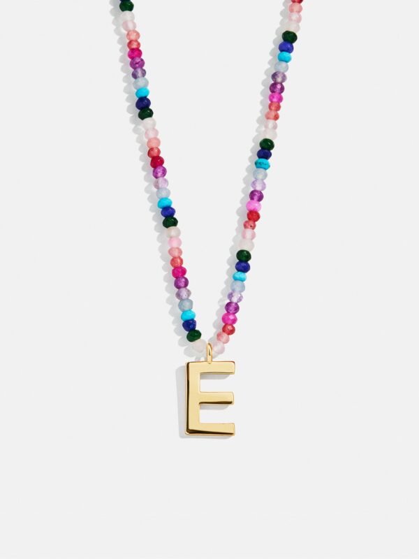Semi-Precious Block Initial Necklace - Dark Multi