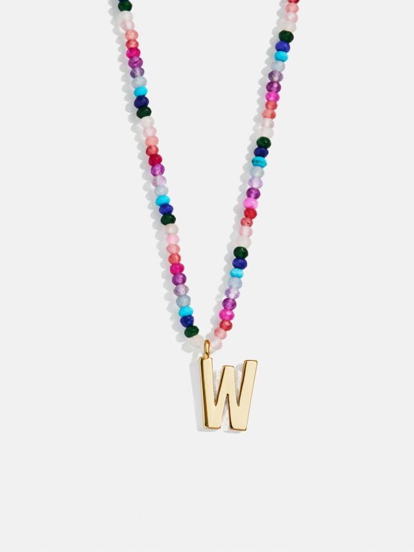 Semi-Precious Block Initial Necklace - Dark Multi