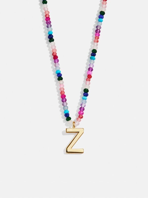 Semi-Precious Block Initial Necklace - Dark Multi