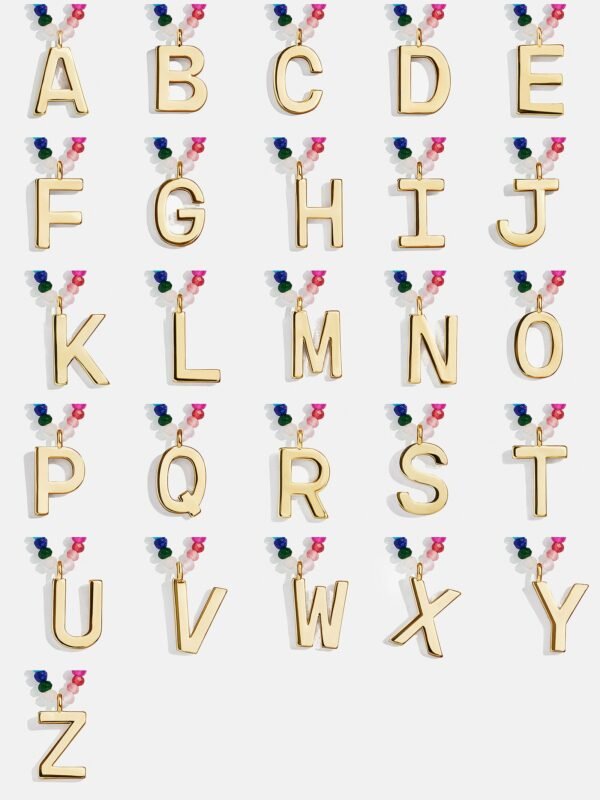 Semi-Precious Block Initial Necklace - Dark Multi