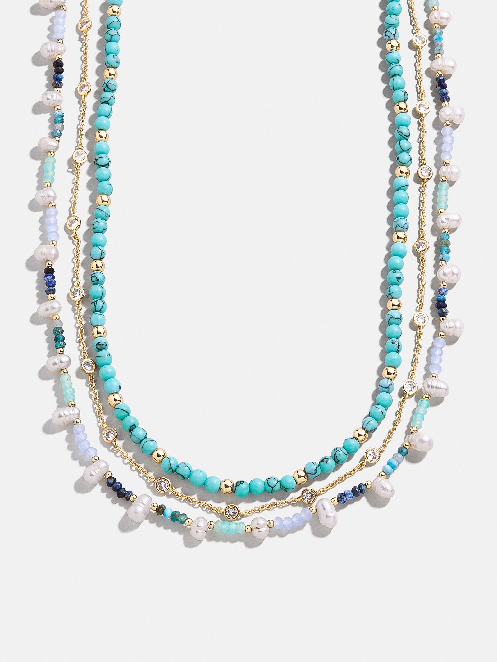 Rowan Semi-Precious Layered Necklace - Gold/Blue