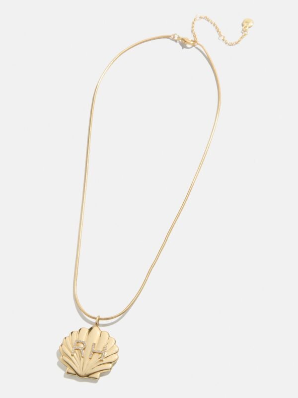 Seashell Custom Initial Necklace - Gold/Pavé