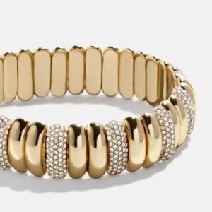 Keira Ribbed Bracelet - Gold/Pavé