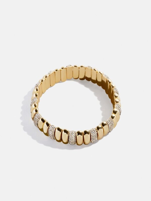 Keira Ribbed Bracelet - Gold/Pavé