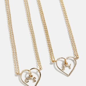Wired Heart Custom Initial Necklace - Gold