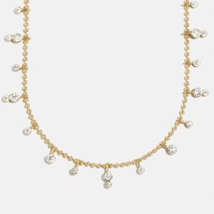 Joelle 18K Gold Crystal Necklace - Gold/Pavé