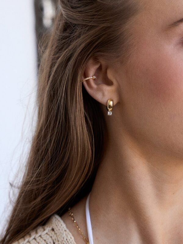 Kourtney Huggie Earrings - Kourtney Gold Plated Brass Earrings