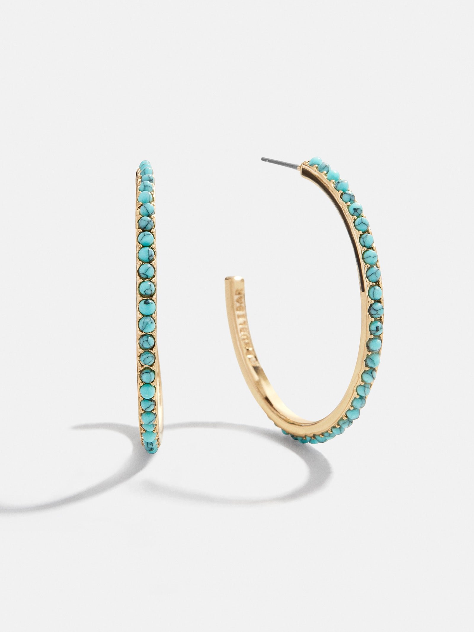Nina Semi-Precious Hoop Earrings - Gold/Turquoise