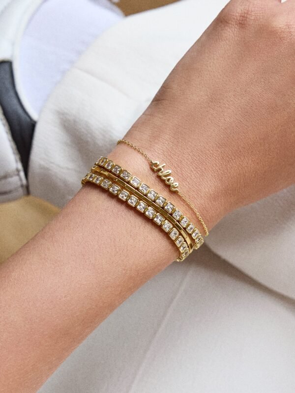 Kristin 18K Gold Tennis Bracelet - Square Bezel