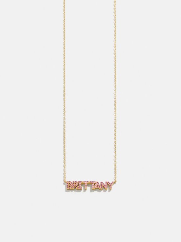 18K Gold Birthstone Custom Nameplate Necklace - Rose