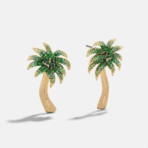 Palm Royale Statement Earrings - Gold/Green