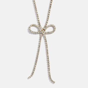 Gigi Bow Lariat Necklace - Gold/Pavé