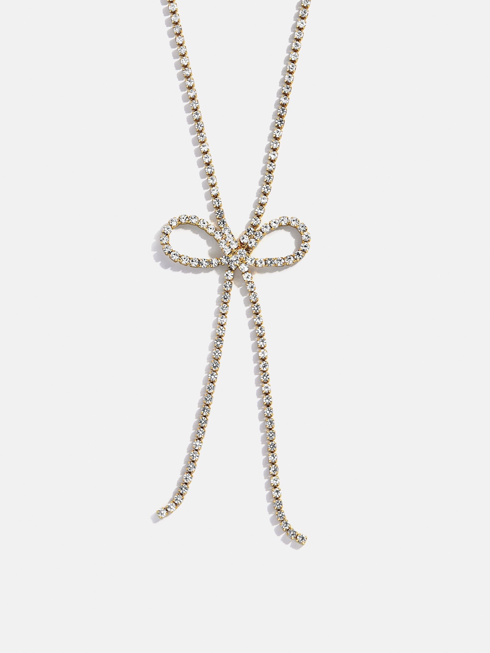 Gigi Bow Lariat Necklace - Gold/Pavé