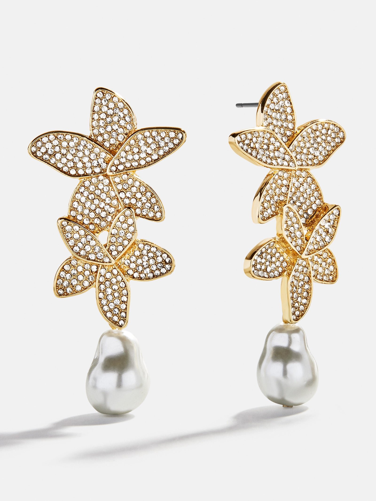 Marissa Floral Earrings - Gold/Pavé