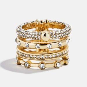 Rosaire Stacked Ring - Gold/Pavé