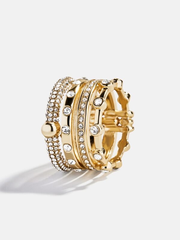 Rosaire Stacked Ring - Gold/Pavé