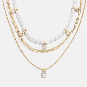 Sylvia Layered Necklace - Gold/White