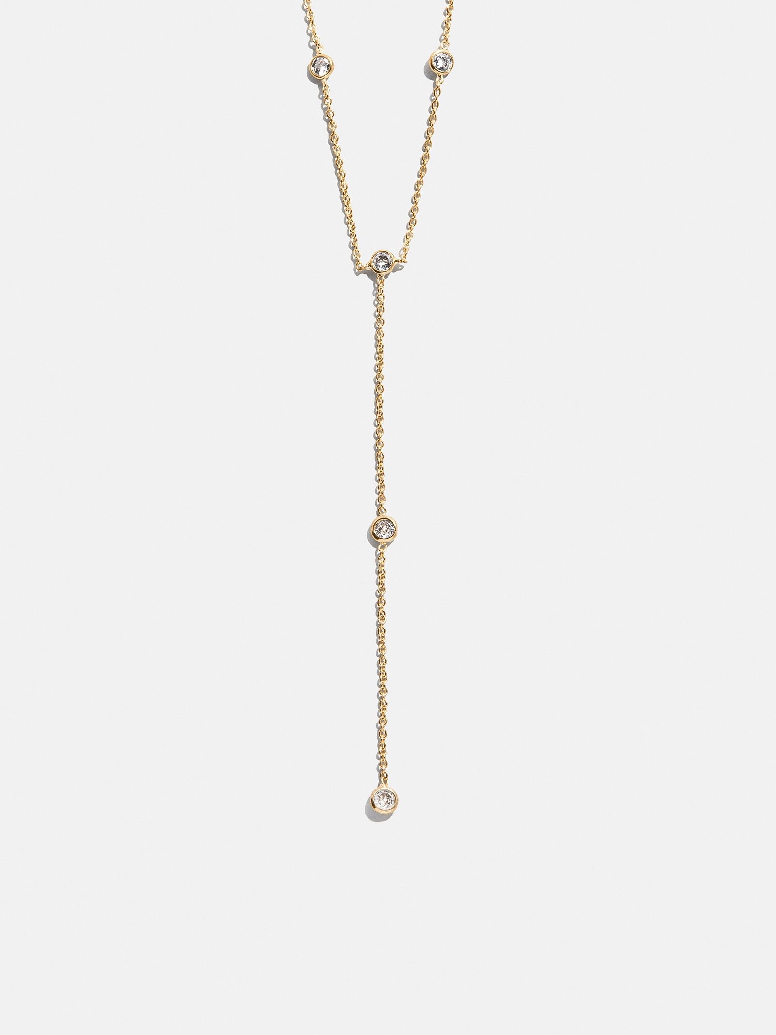Yasmine Gold Lariat Necklace - Gold/Pavé