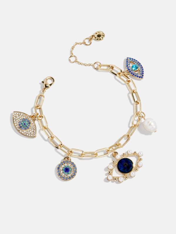 Evil Eye Charm Bracelet - Gold/Blue