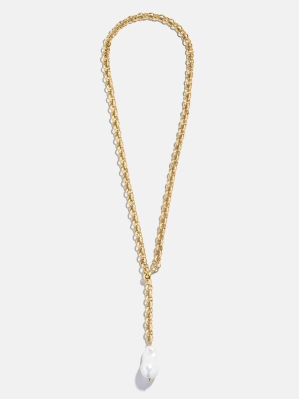 Teagan Pearl Lariat Necklace - Gold/Pearl