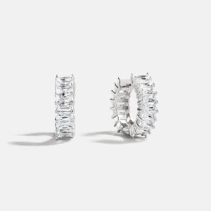 Maria Sterling Silver Hoop Earrings - Silver/Pavé