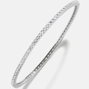 Tracy 18K Sterling Silver Hinge Bangle - Silver/Pavé