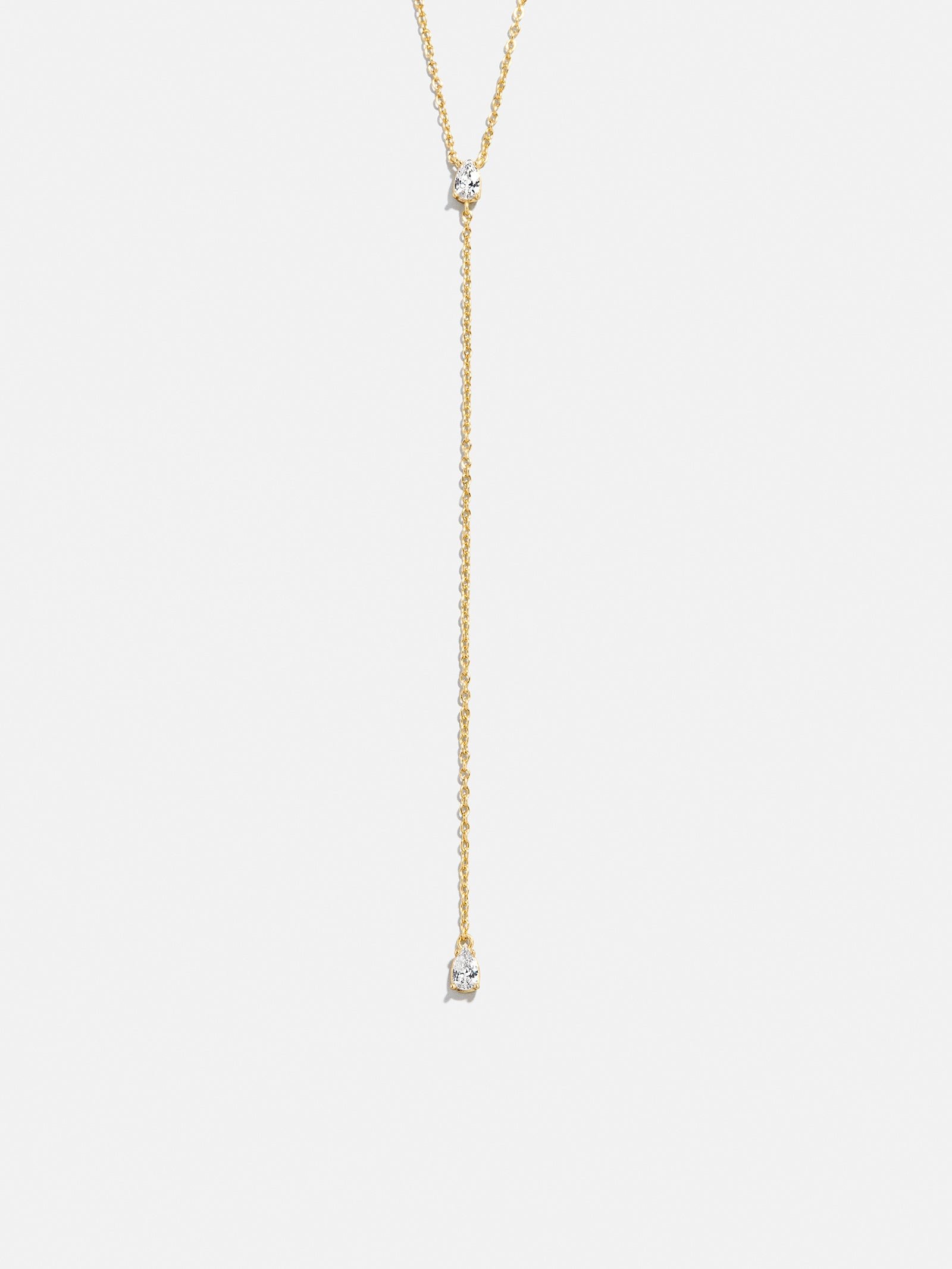 Teardrop 18K Gold Lariat Necklace - Gold/Pavé