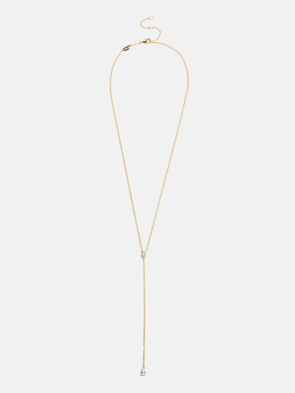 Teardrop 18K Gold Lariat Necklace - Gold/Pavé