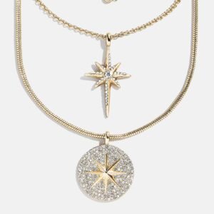 Lyra Celestial Layered Necklace - Gold/Pavé